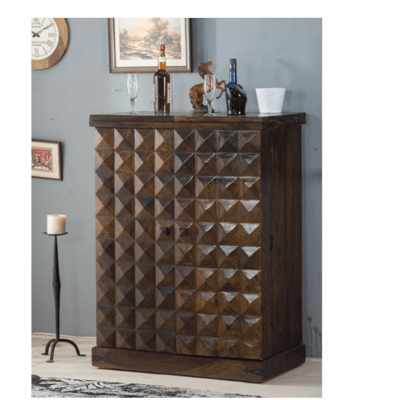 Sheesham Wood Bar Cabinet Rack Hard and Soft Drinks Storage Cabinets Sheesham Wood Furniture Wine Wisky Scotch All Type Drinks Bar Cabinet for Living Room (Natural Brown Finish)