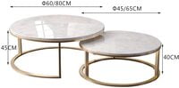 Round Marble Top Coffee Table Side Table 2 Pieces Gold Metal Base Living Room Combination Small Family Home Balcony Nesting Tables .
