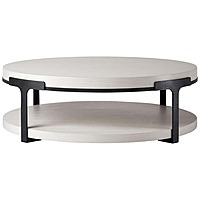 Vikinterio Dortu Round cocktail table with oak alpine top and metal base