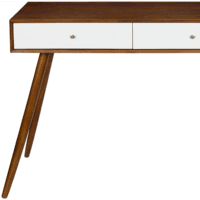 Woodenlia 2 Drawer Console Table, Walnut Brown and White