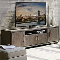 Vikinterio Furniture 60" TV Media Entertainment Console in Gray and Brown Vikinterio Furniture 60" TV Media Entertainment Console in Gray and Brown