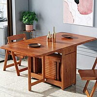 Vikinterio Walnut round shape 4 Seater Dining Set