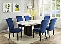 WTL Marble Top Six Seater Dining Set with 6 Chairs and Marble Table Top