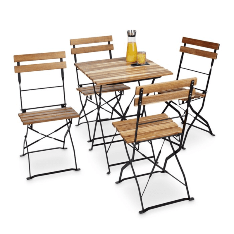 Garden Metal and Wood Folding Chair (Set of 4)
