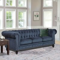 Genuine Febric Rolled Arm Chesterfield Sofa