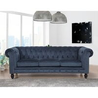 Genuine Febric Rolled Arm Chesterfield Sofa