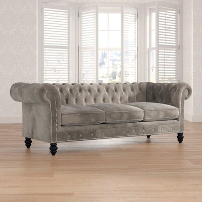 Genuine Febric Rolled Arm Chesterfield Sofa