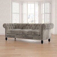 Genuine Febric Rolled Arm Chesterfield Sofa