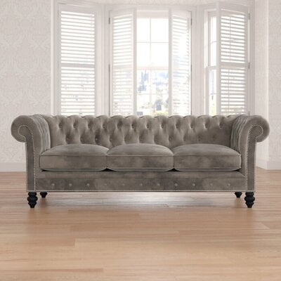 Genuine Febric Rolled Arm Chesterfield Sofa