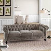 Genuine Febric Rolled Arm Chesterfield Sofa