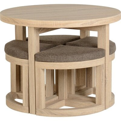 Amylia 4 Seater Dining Set with 4 Cushioned Chairs and Round Dining Table Amylia 4 Seater Dining Set with 4 Cushioned Chairs and Round Dining Table