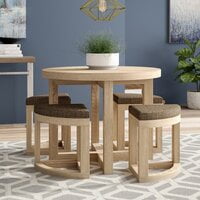 Amylia 4 Seater Dining Set with 4 Cushioned Chairs and Round Dining Table