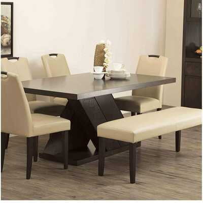 Vikinterio Six Seater Dining Set with 4 chairs and one fabric  bench