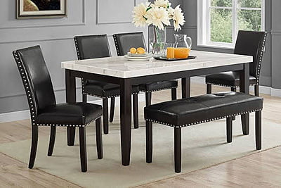 Vikinterio Gulmarg Luxurious Six Seater Dining Table Set With Marble Top