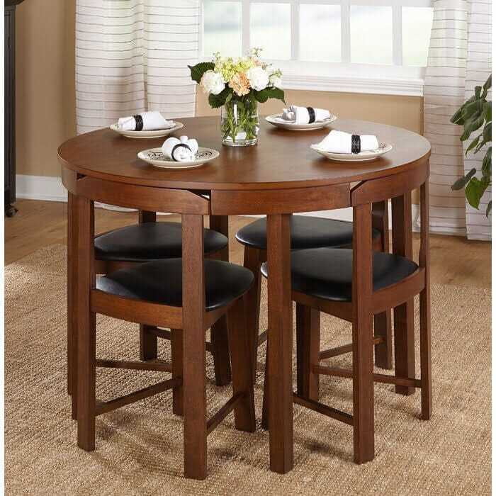 Vikinterio Space Saving Round Shape 4 seater dining table se