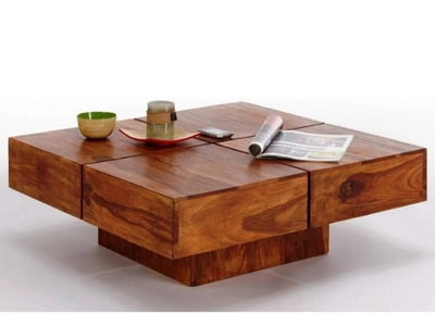 Solid Sheesham Wood Block Coffee Table