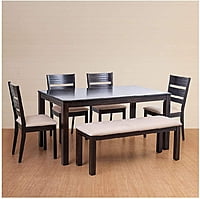 Sheesham Wood Dining Table 6 Seater | Wooden Dinning Room Furniture | 4 Chair & 2 Seater Bench (6 Seater Dining Room Set, 6 Seater Dining Room Set