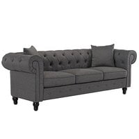 Vikinterio Linen Rolled Arm Chesterfield Sofa Vikinterio Linen Rolled Arm Chesterfield Sofa
