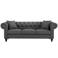 Vikinterio  Linen Rolled Arm Chesterfield Sofa