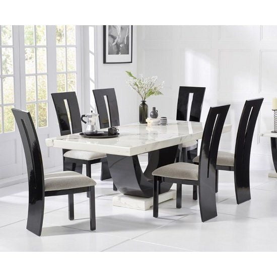 Vikinterio Milan 7 Piece White Modern Rectangle Dinette Dining Room Table Set of 6 Vikinterio Milan 7 Piece White Modern Rectangle Dinette Dining Room Table Set of 6