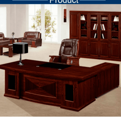 Wooden desk  l-shaped board set for executive desk with side cabinet with drawer