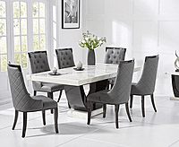 Vikinterio Modern U Shape Six Seater Marble Dining Table Set Vikinterio Modern U Shape Six Seater Marble Dining Table Set