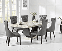 Marina Six Seater Marble Top Dining Table Set