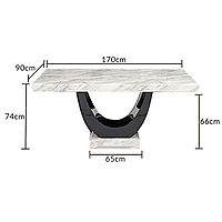 Vikinterio Modern U Shape Six Seater Marble Dining Table Set