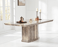Six Seater Marble Top Dining Set with Fabric Chairs - Luxury and Comfort for Your Dining Room Six Seater Marble Top Dining Set with Fabric Chairs - Luxury and Comfort for Your Dining Room