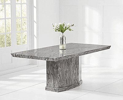 Six Seater Marble Top Dining Set with Fabric Chairs - Luxury and Comfort for Your Dining Room Six Seater Marble Top Dining Set with Fabric Chairs - Luxury and Comfort for Your Dining Room
