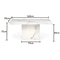 Six Seater Marble Top Dining Set with Fabric Chairs - Luxury and Comfort for Your Dining Room Six Seater Marble Top Dining Set with Fabric Chairs - Luxury and Comfort for Your Dining Room