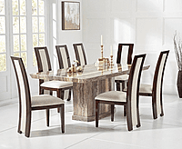 Six Seater Marble Top Dining Set with Fabric Chairs - Luxury and Comfort for Your Dining Room