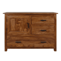 Sheesham Wood 3 Drawers Storage Sideboard Cabinet for Living Room (Brown)