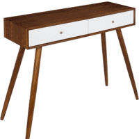 Woodenlia 2 Drawer Console Table, Walnut Brown and White