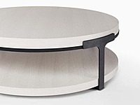 Vikinterio Dortu Round cocktail table with oak alpine top and metal base