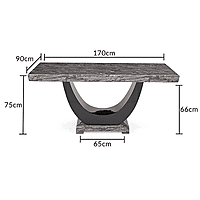 Vikinterio Modern U Shape Six Seater Marble Dining Table Set