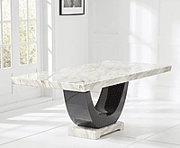 Vikinterio Modern U Shape Six Seater Marble Dining Table Set