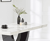 Vikinterio Modern U Shape Six Seater Marble Dining Table Set