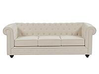 Vikinterio Chesterfield 3-Seater Sofa in Beige Fabric | Luxury Living Room Furniture