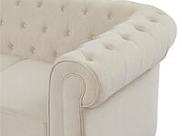 Vikinterio Chesterfield 3-Seater Sofa in Beige Fabric | Luxury Living Room Furniture