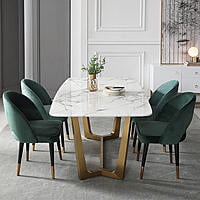 Vintage Four Seater Marble Dining Table Set