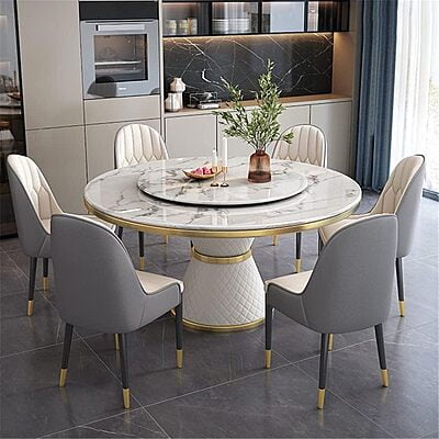 Modern Six Seater Round Dining Table Set