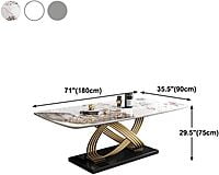 Vikinterio Stainless Steel Base with Marble Top Six Seater Dining Table Set