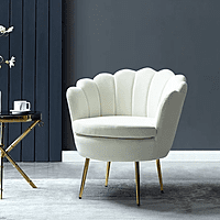 Vikinterio Upholstered Barrel Chair-Ivory Velvet