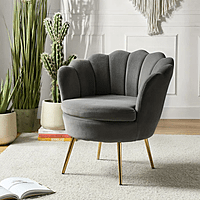 Vikinterio Upholstered Barrel Chair-Dark Gray