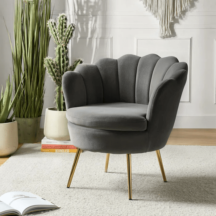 Vikinterio Upholstered Barrel Chair-Dark Gray