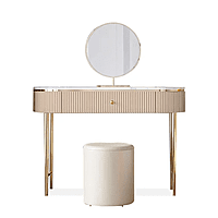 Vikinterio Marble Top Mirror Makeup Vanity Set with 1 Stool Vikinterio Marble Top Mirror Makeup Vanity Set with 1 Stool