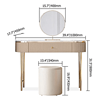 Vikinterio Marble Top Mirror Makeup Vanity Set with 1 Stool