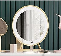 Vikinterio Makeup Vanity Marble Dresser Leather Surrounded Makeup Table Retractable Bedside Table with Touch Mirror 3 Drawers Dresser Desk Vikinterio Makeup Vanity Marble Dresser Leather Surrounded Makeup Table Retractable Bedside Table with Touch Mirror 3 Drawers Dresser Desk