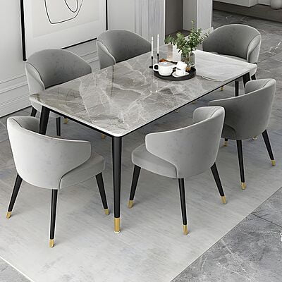 Gulmurg Italian Marble Six Seater Dining Table Set